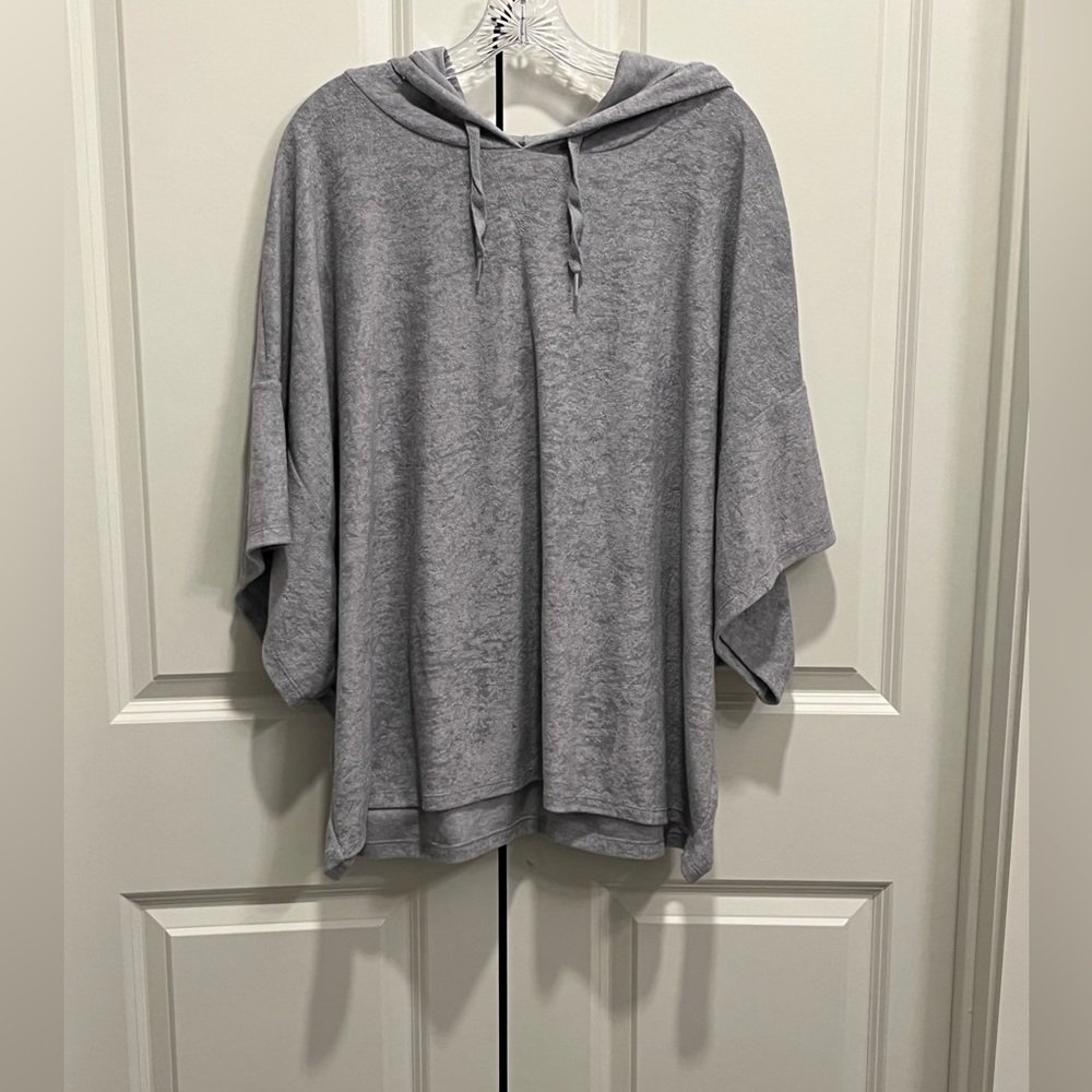Secret Treasures Gray Knit Terry Hoodie Plus Size 3X Dolman Cropped Soft
